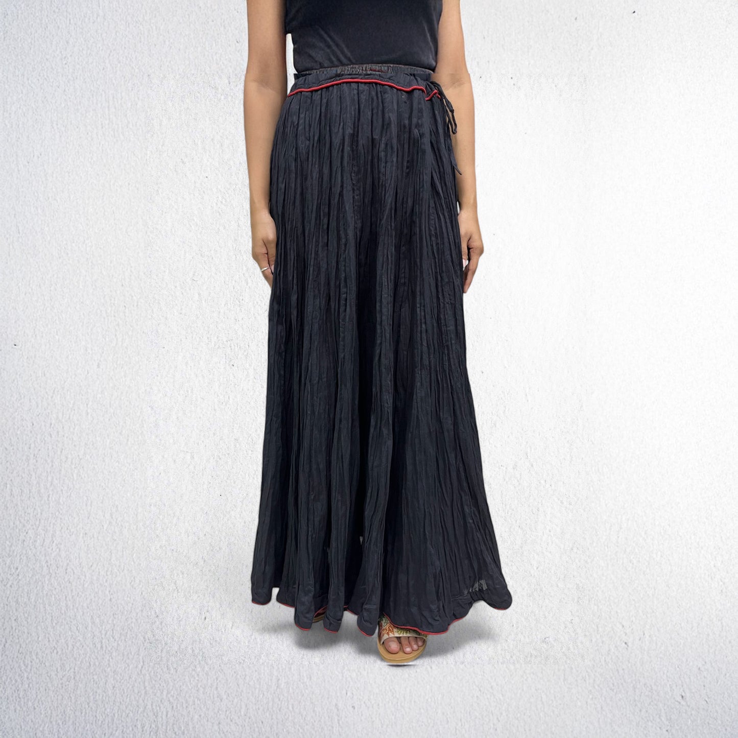 Plain Black Hand Block Printed Skirt