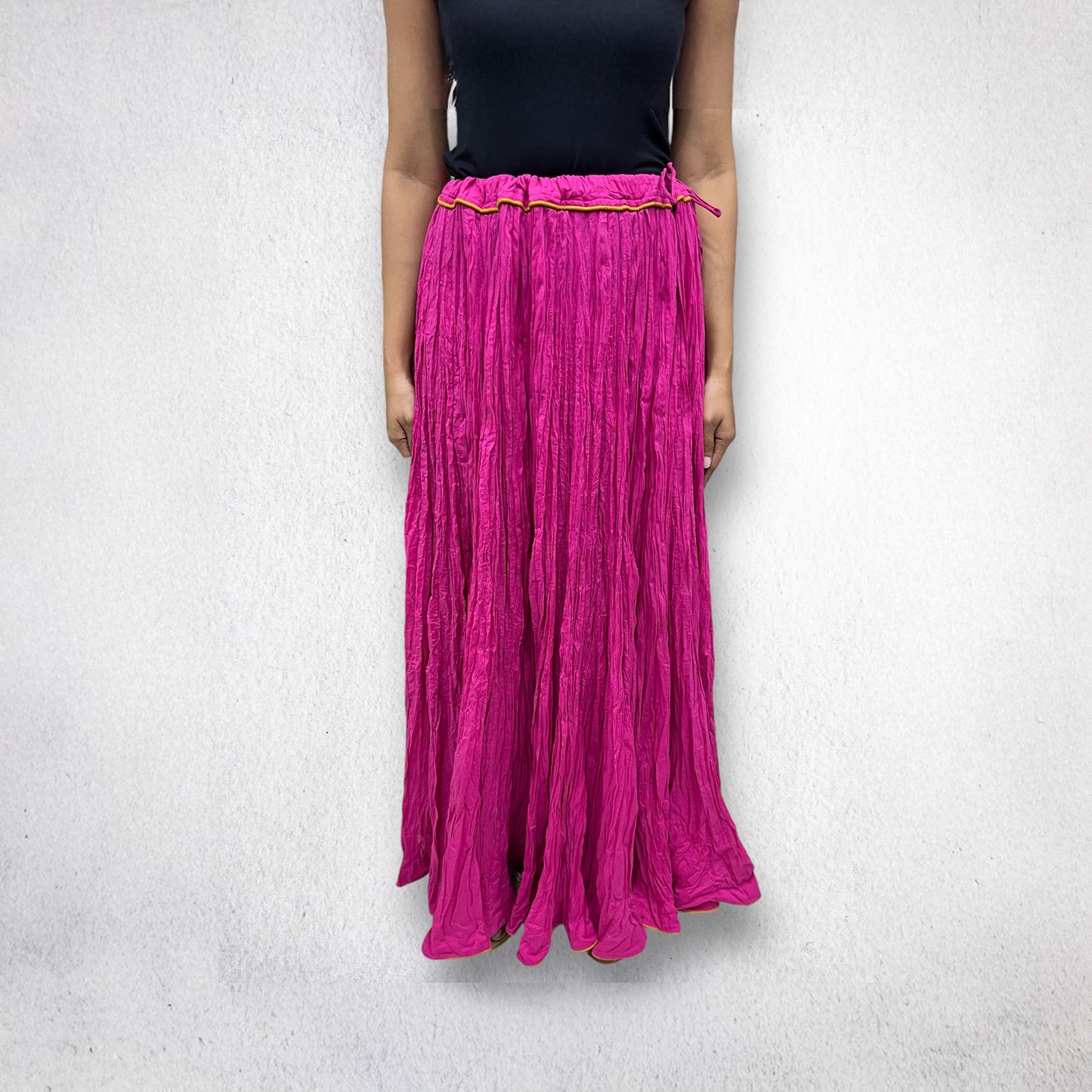 Plain Pink Hand Block Printed Skirt