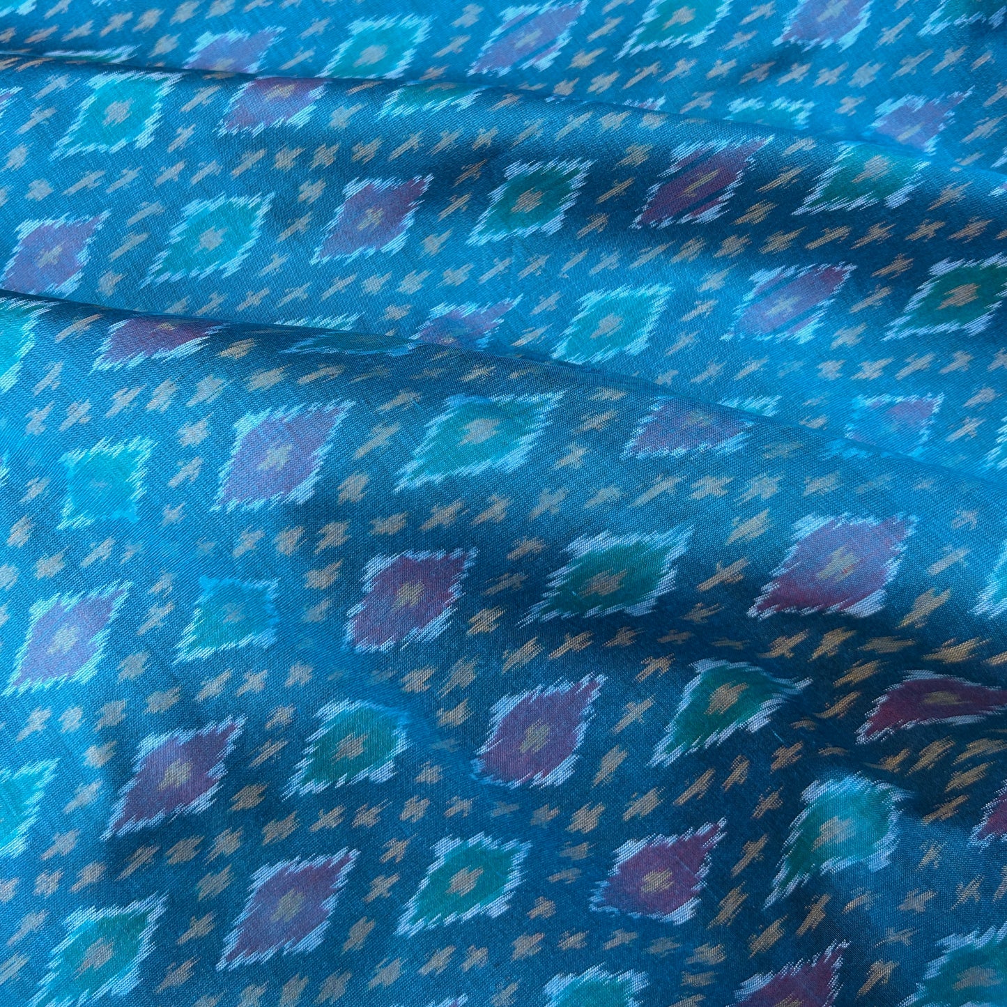 Sico Ikkat Blue Handloom Fabric