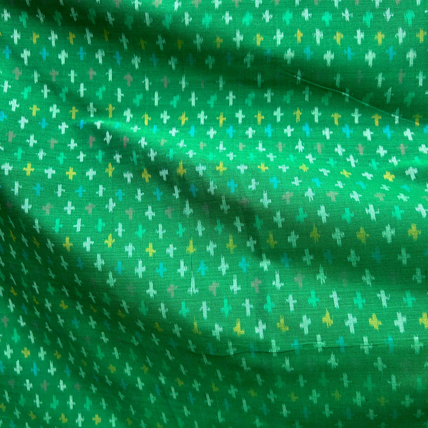 Sico Ikkat Green Handloom Fabric