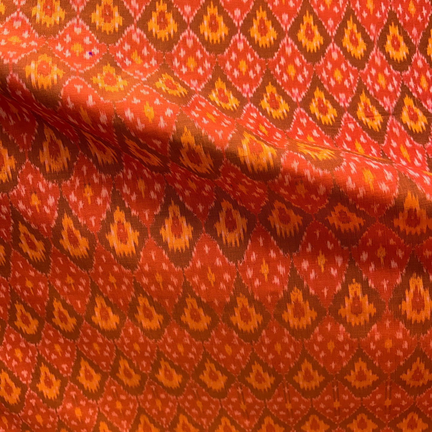 Sico Ikkat Orange Handloom Fabric