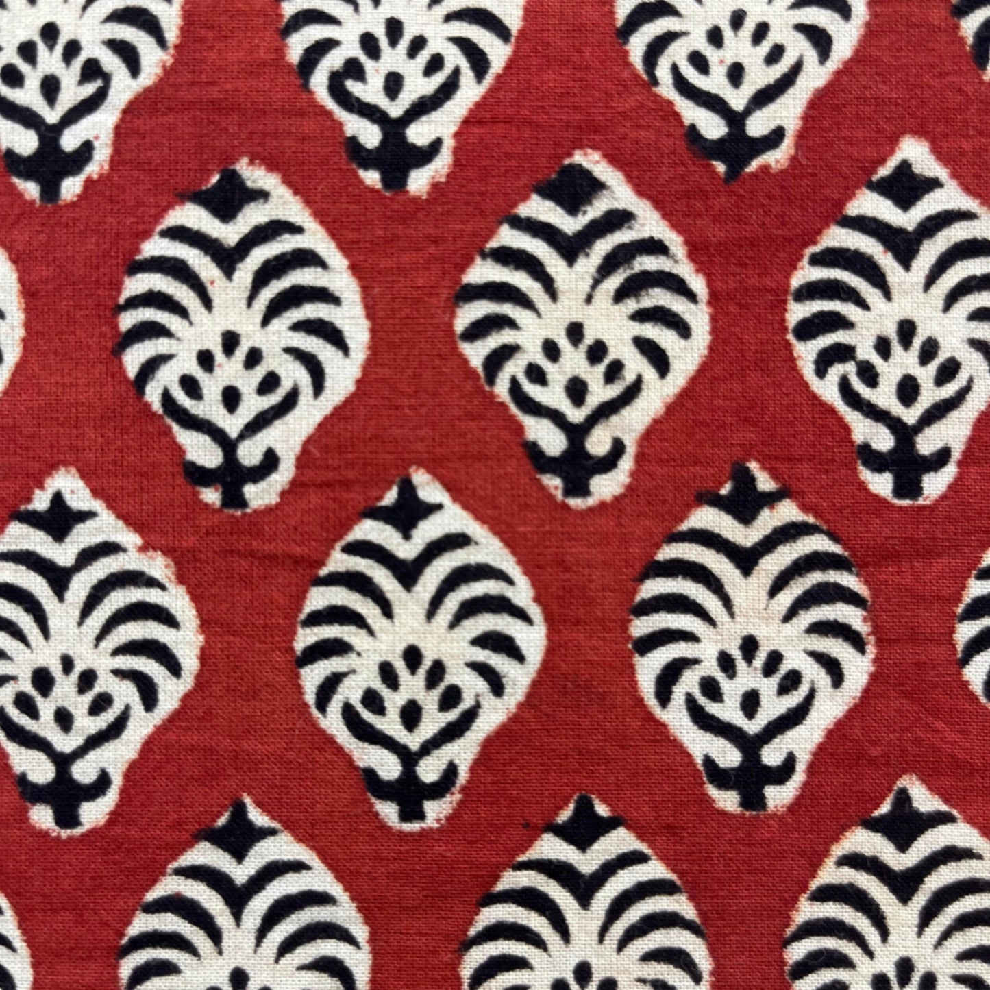 Bagru Red Floral Hand Block Printed Fabric