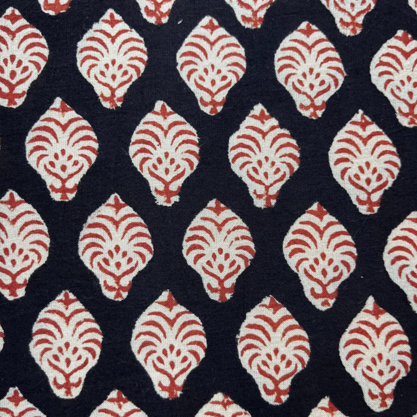 Bagru Black Floral Hand Block Printed Fabric