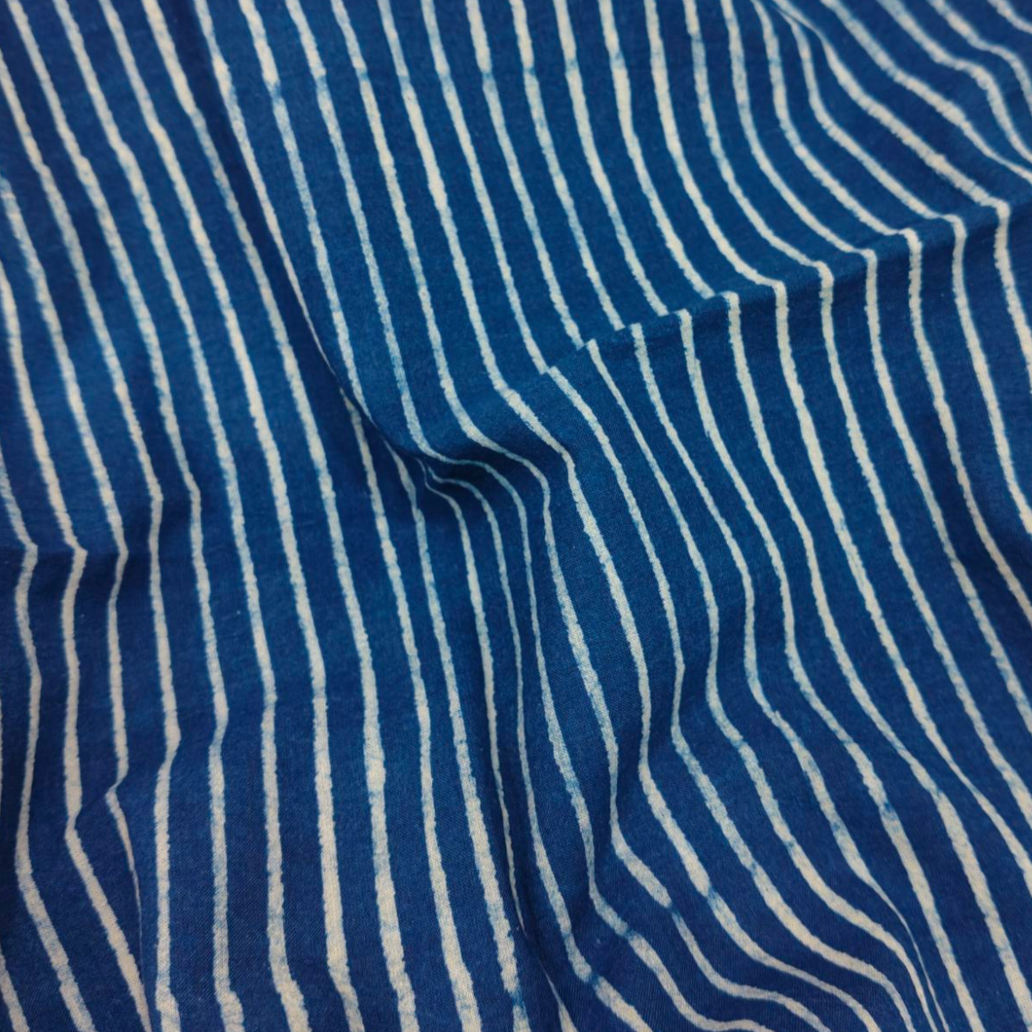 Dabu Blue Lining Hand Block Printed Fabric