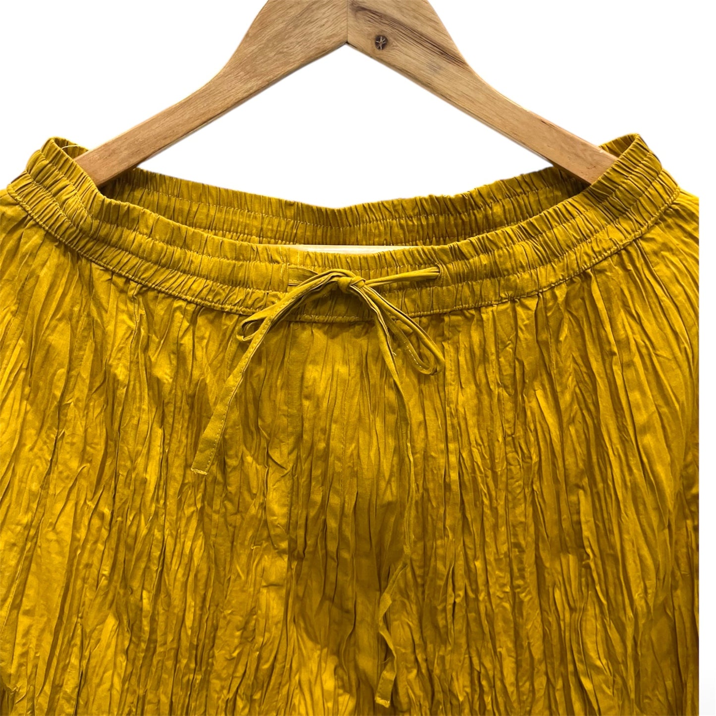 Plain Yellow Hand Block Printed Skirt With Red Border