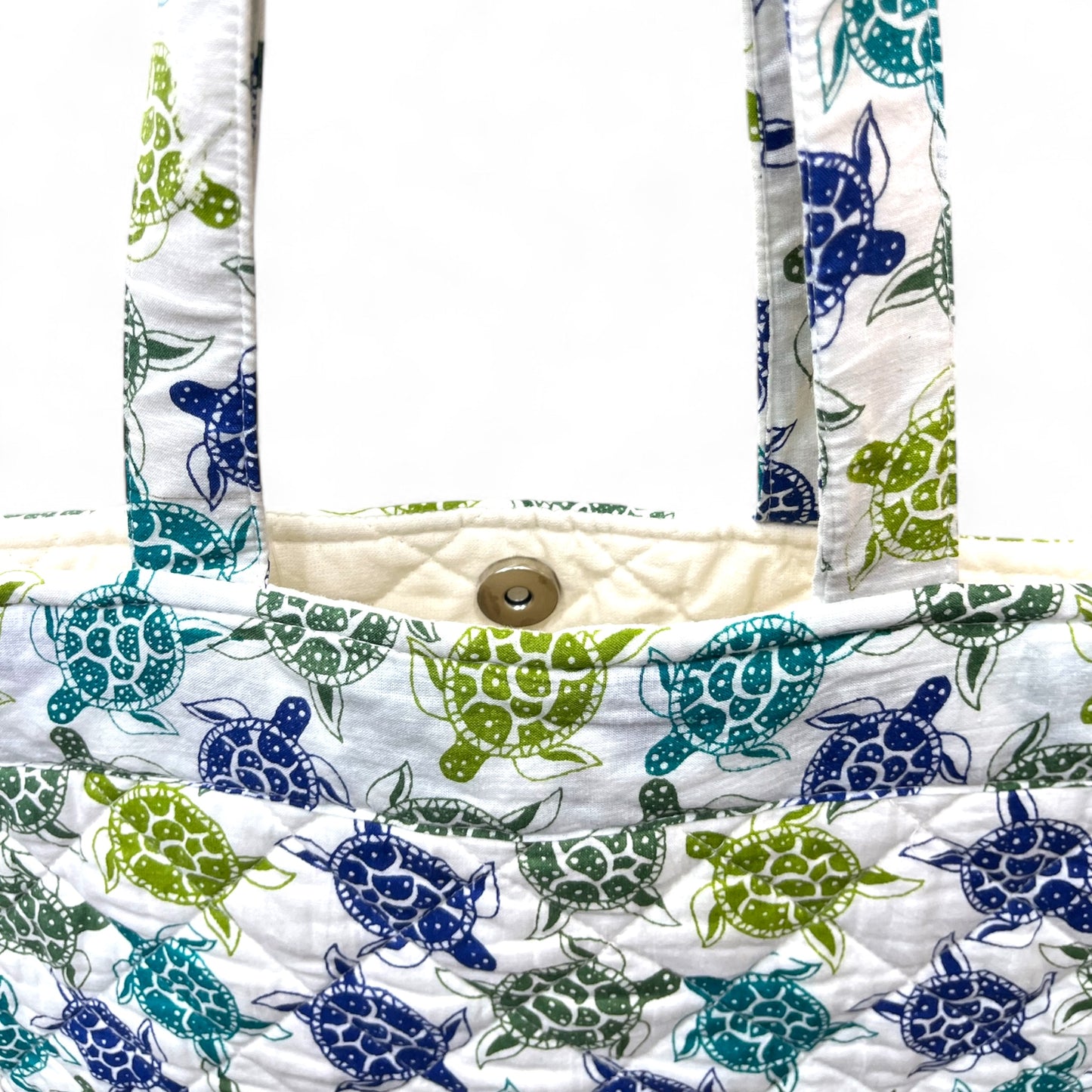 White Turtle Print Handmade Quilted Bag