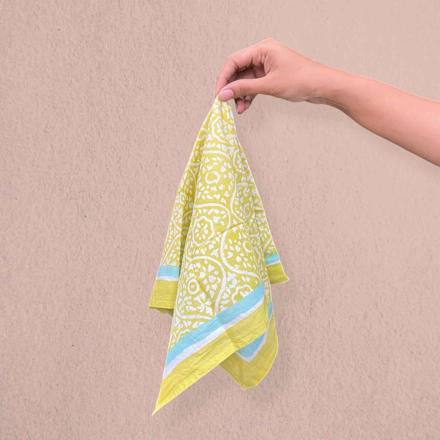 Green Hand Block Printed Bandana