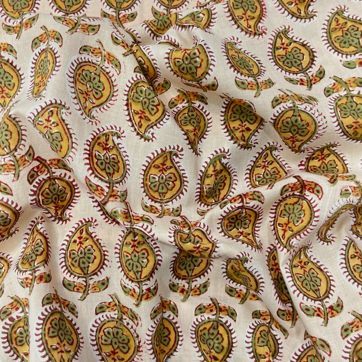 Rapid Cream Floral Hand Block Printed Fabric
