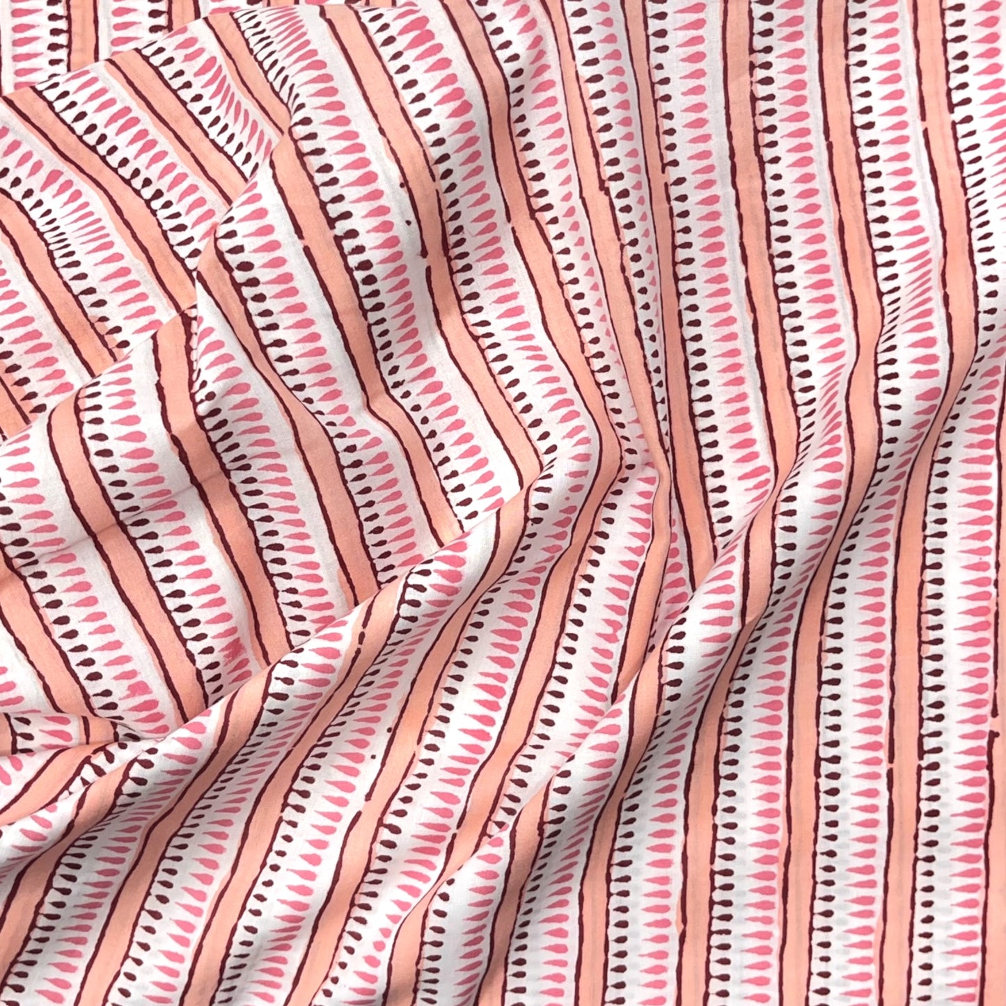 Rapid Pink Stripes Hand Block Printed Fabric