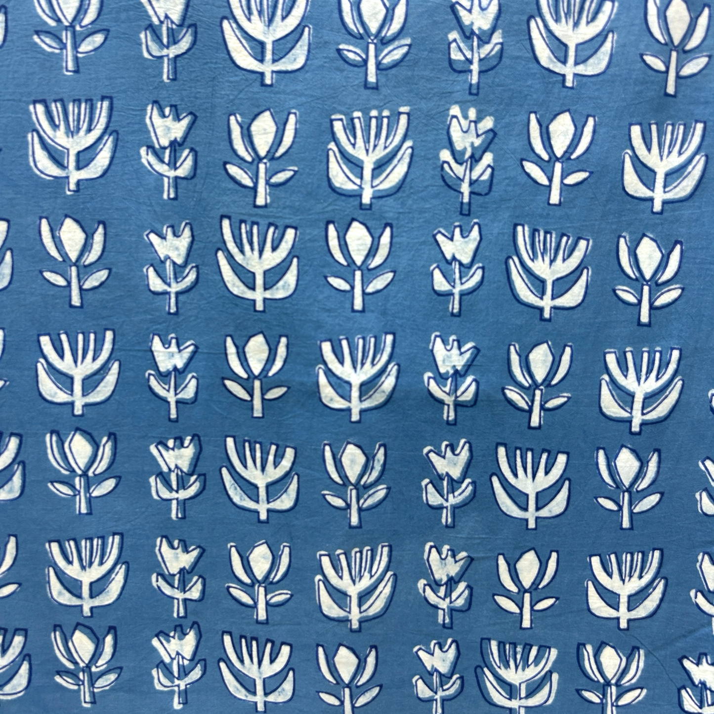 Dabu Blue Floral Hand Block Printed Fabric