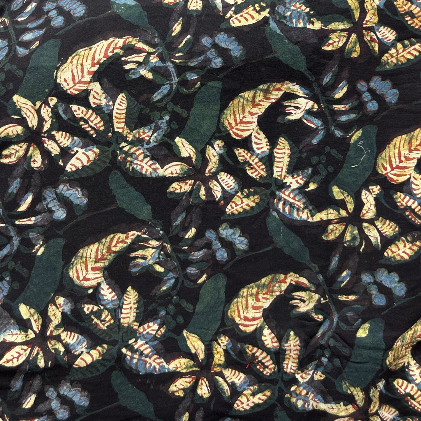 Dabu Black Floral Hand Block Printed Fabric