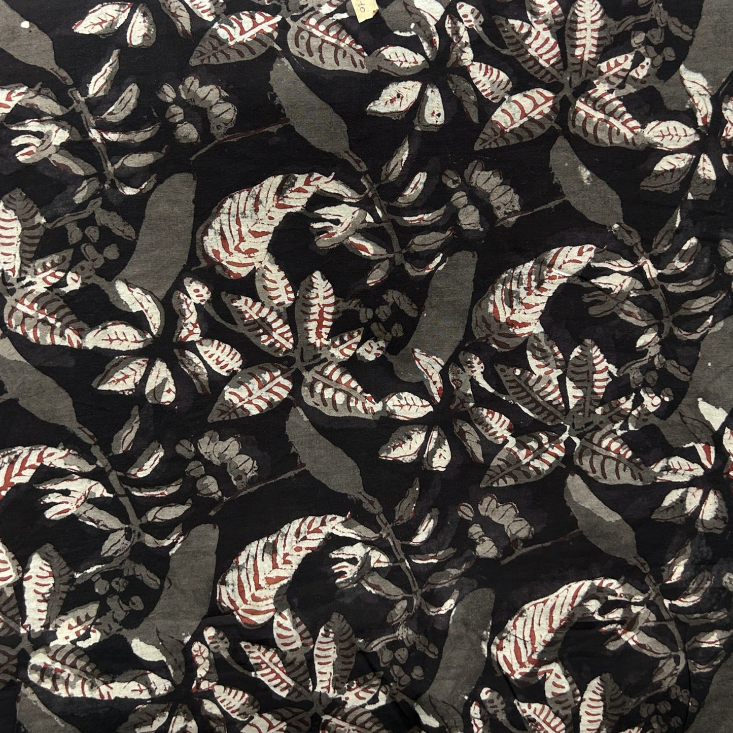 Dabu Black Floral Hand Block Printed Fabric