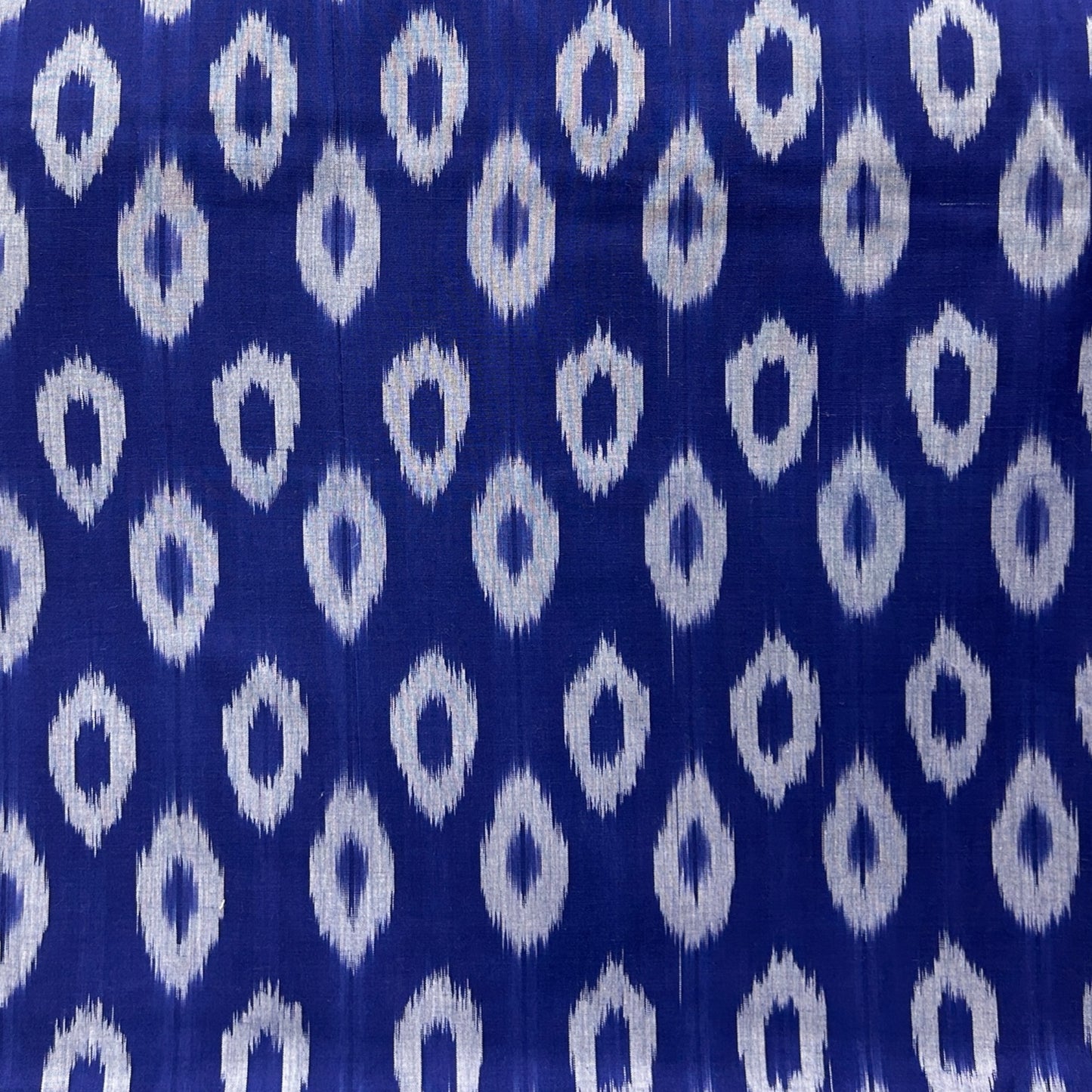 Cotton Mercerised Ikkat Blue With White Woven Fabric