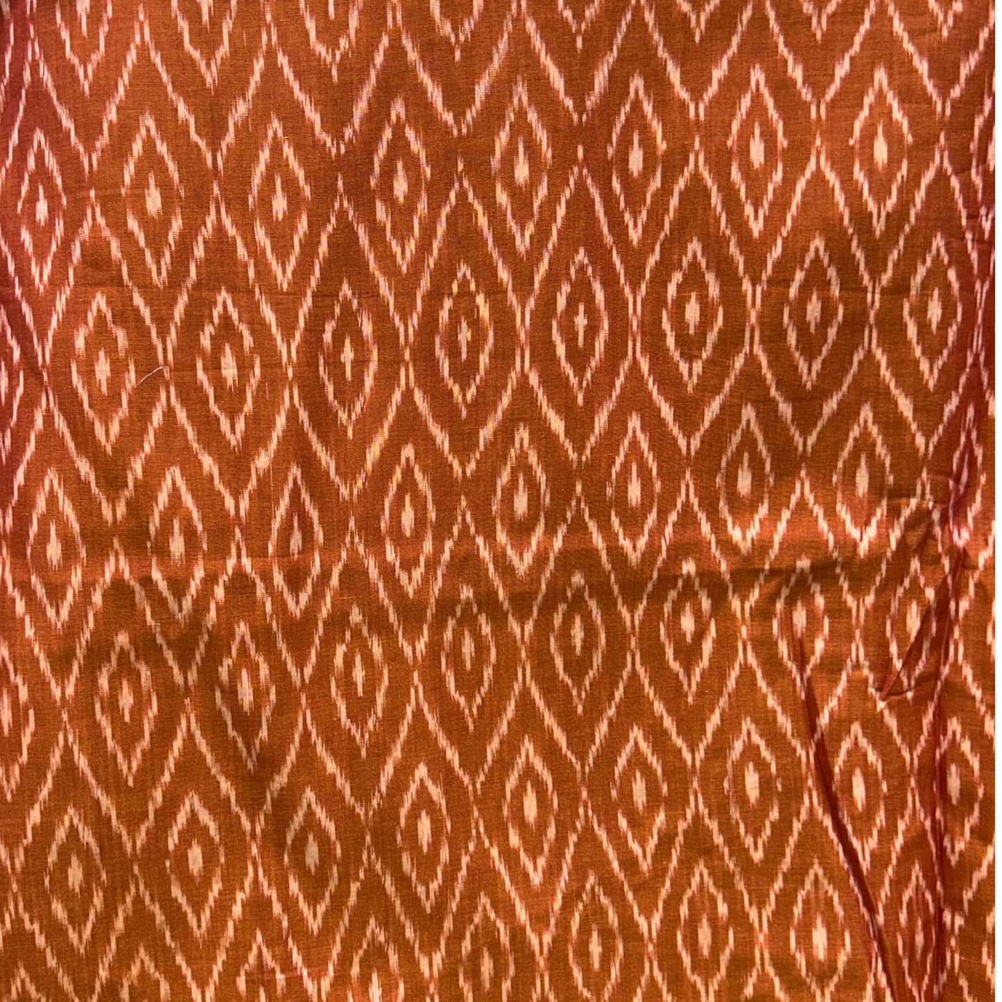Cotton Mercerised Ikkat Orange With White Woven Fabric