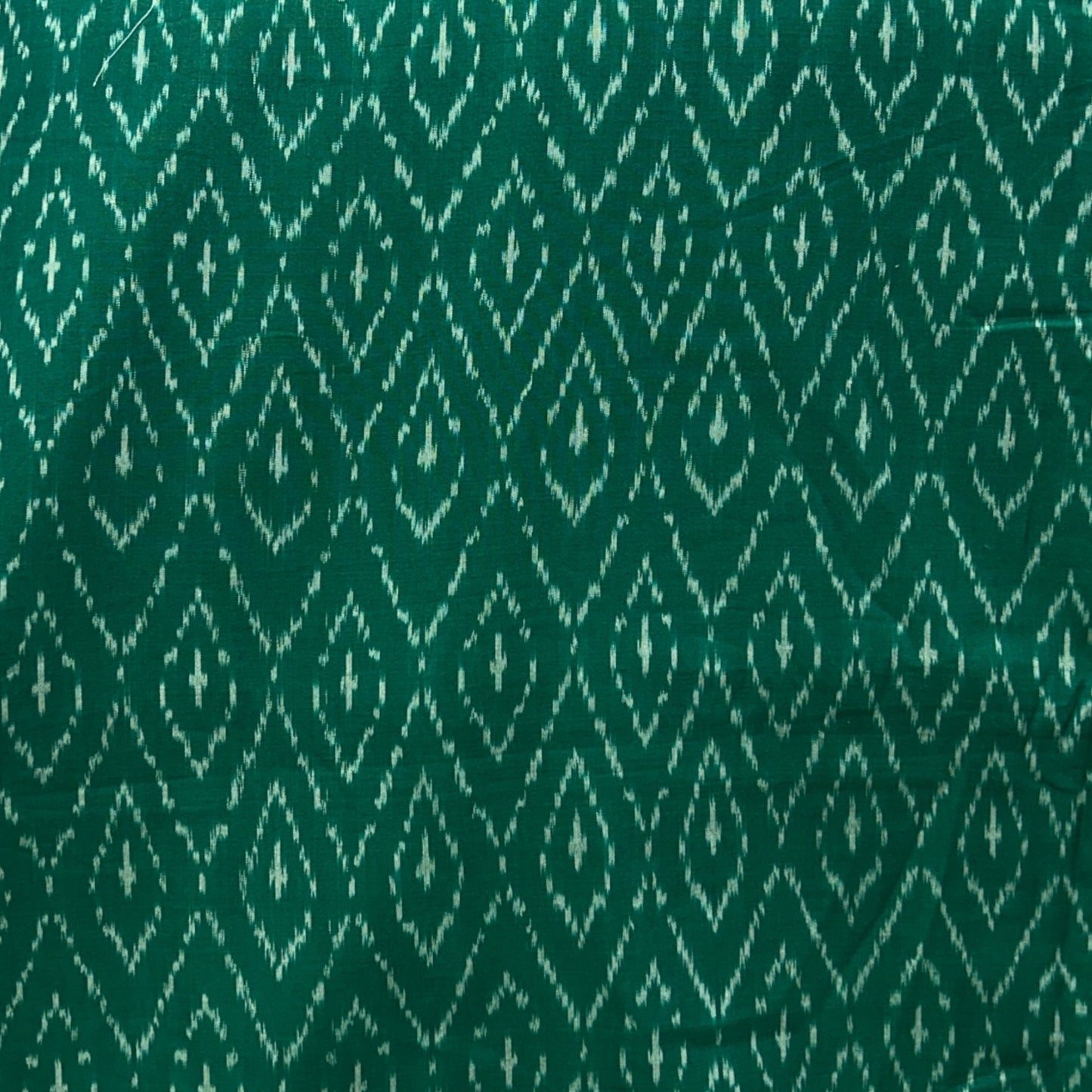 Cotton Mercerised Ikkat Dark Green With White Woven Fabric