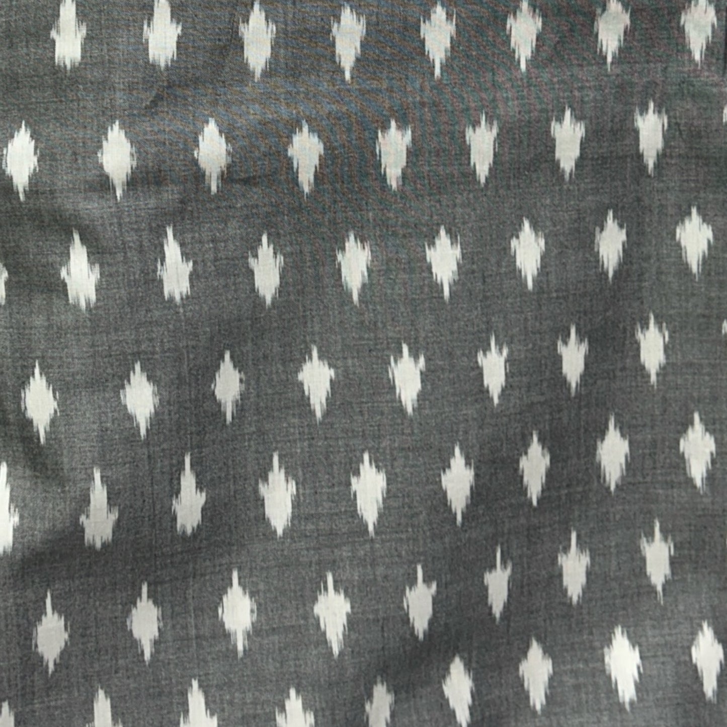 Cotton Mercerised Ikkat Grey With White Woven Fabric