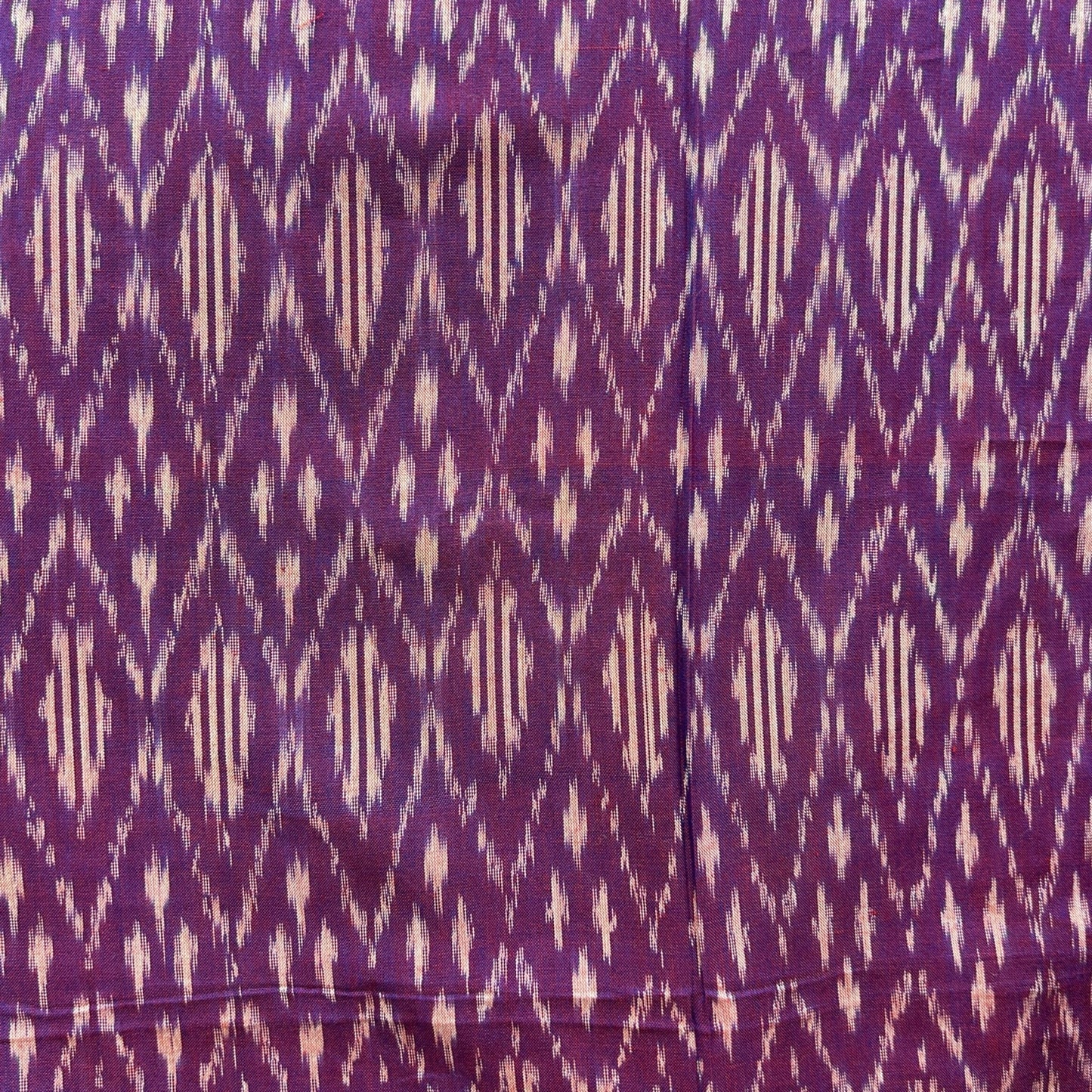 Cotton Mercerised Ikkat Purple With White Woven Fabric