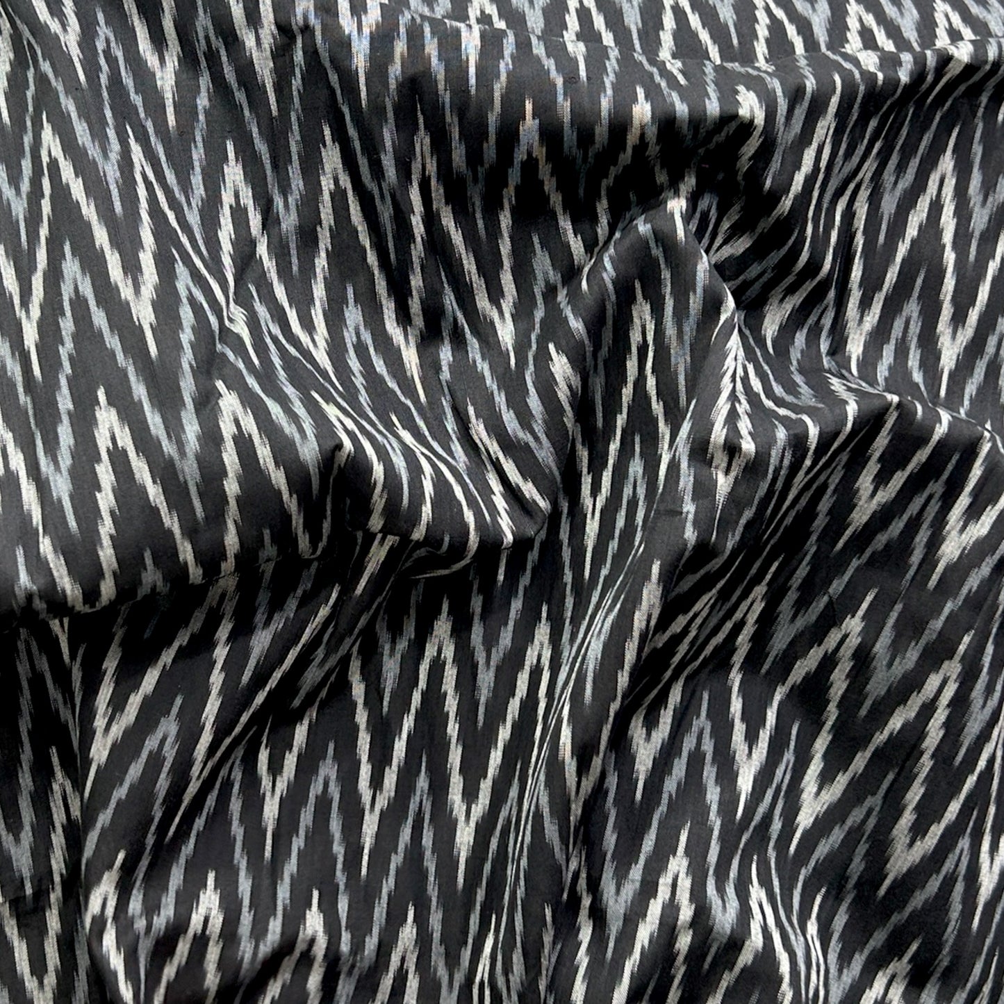 Cotton Mercerised Black With White Woven Fabric