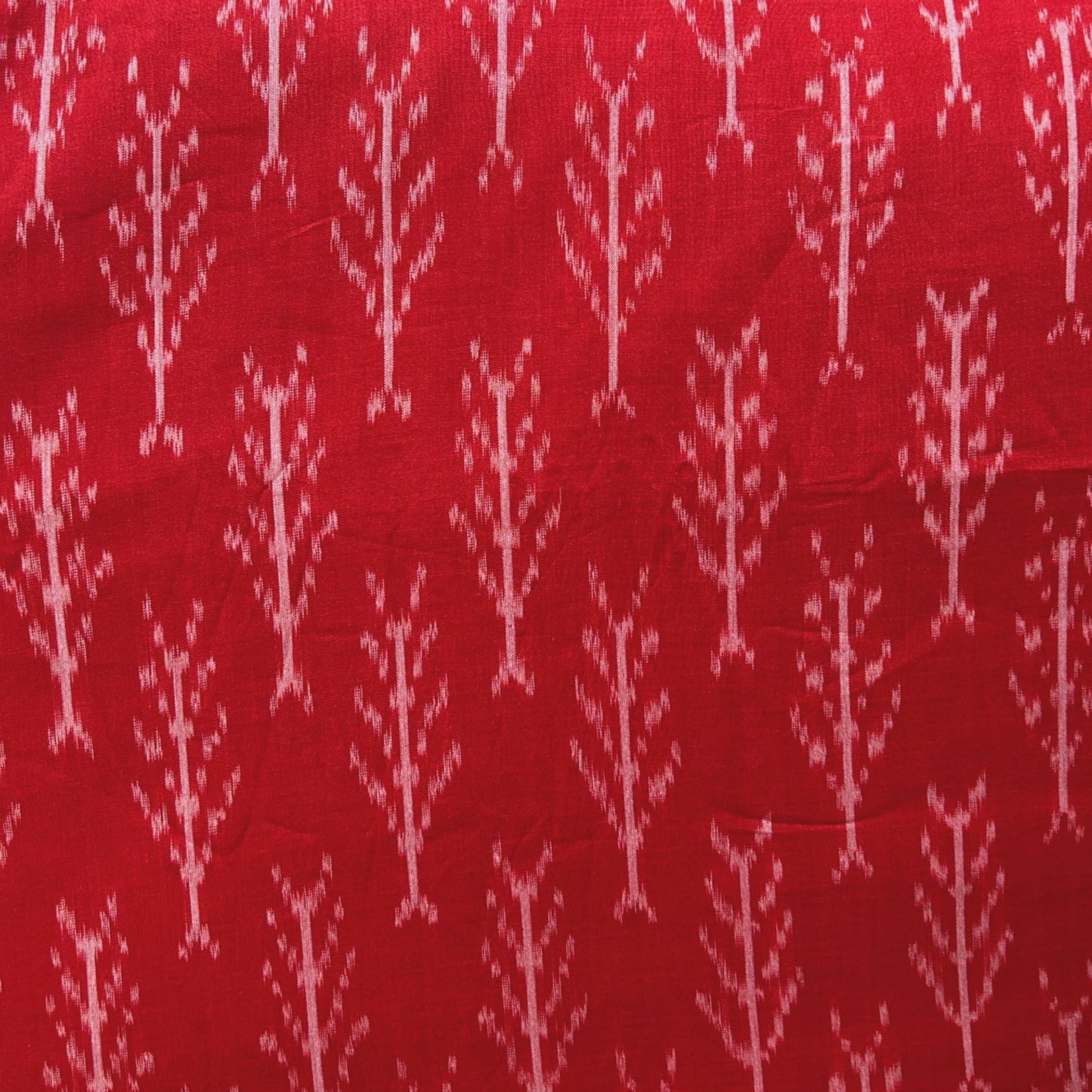 Cotton Mercerised Red With White Woven Fabric