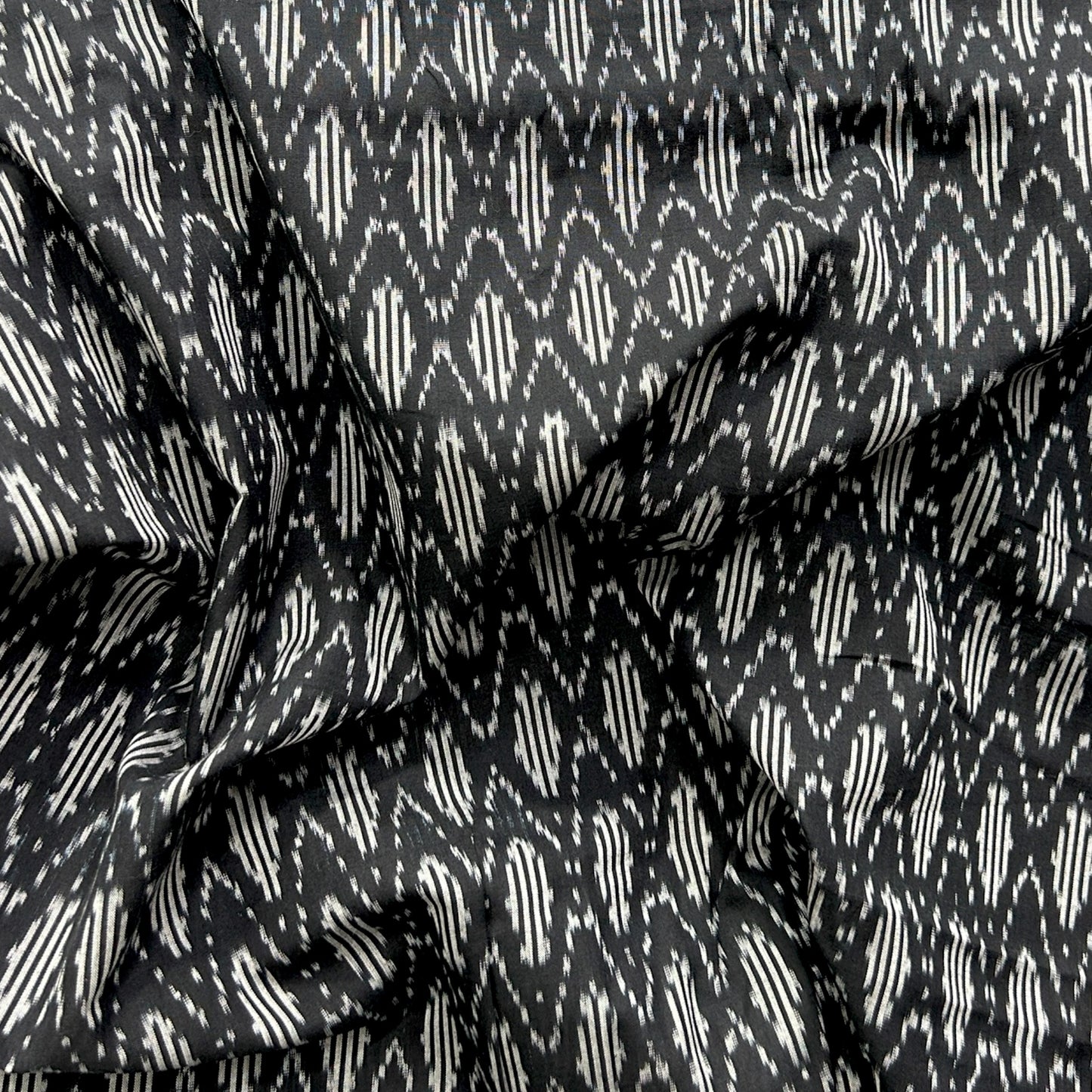 Cotton Mercerised Black With White Woven Fabric
