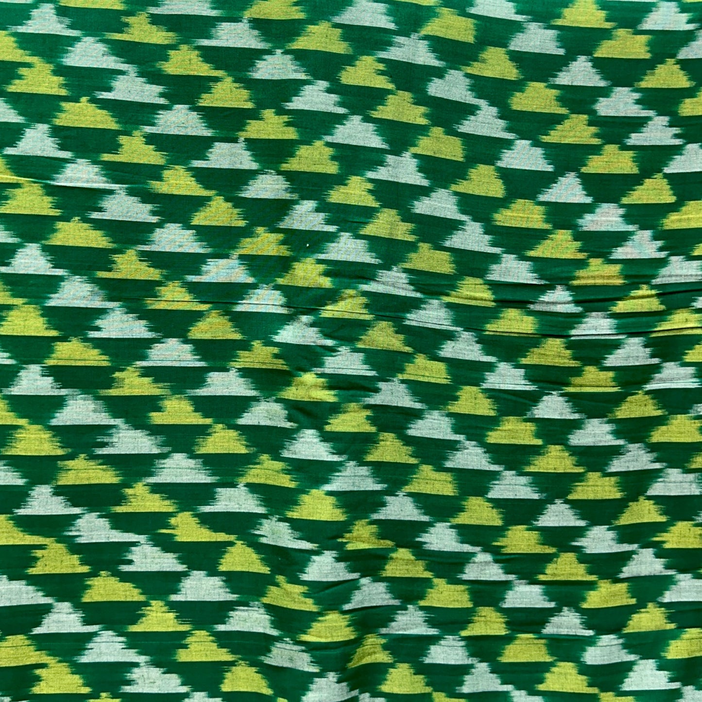 Cotton Mercerised Dark Green With White and Light Green Woven Fabric