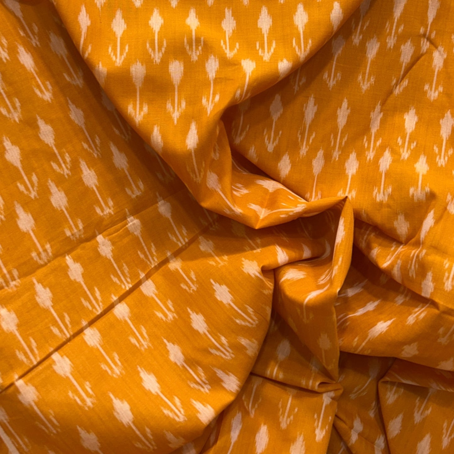 Cotton Mercerised Yellow With White Woven Fabric