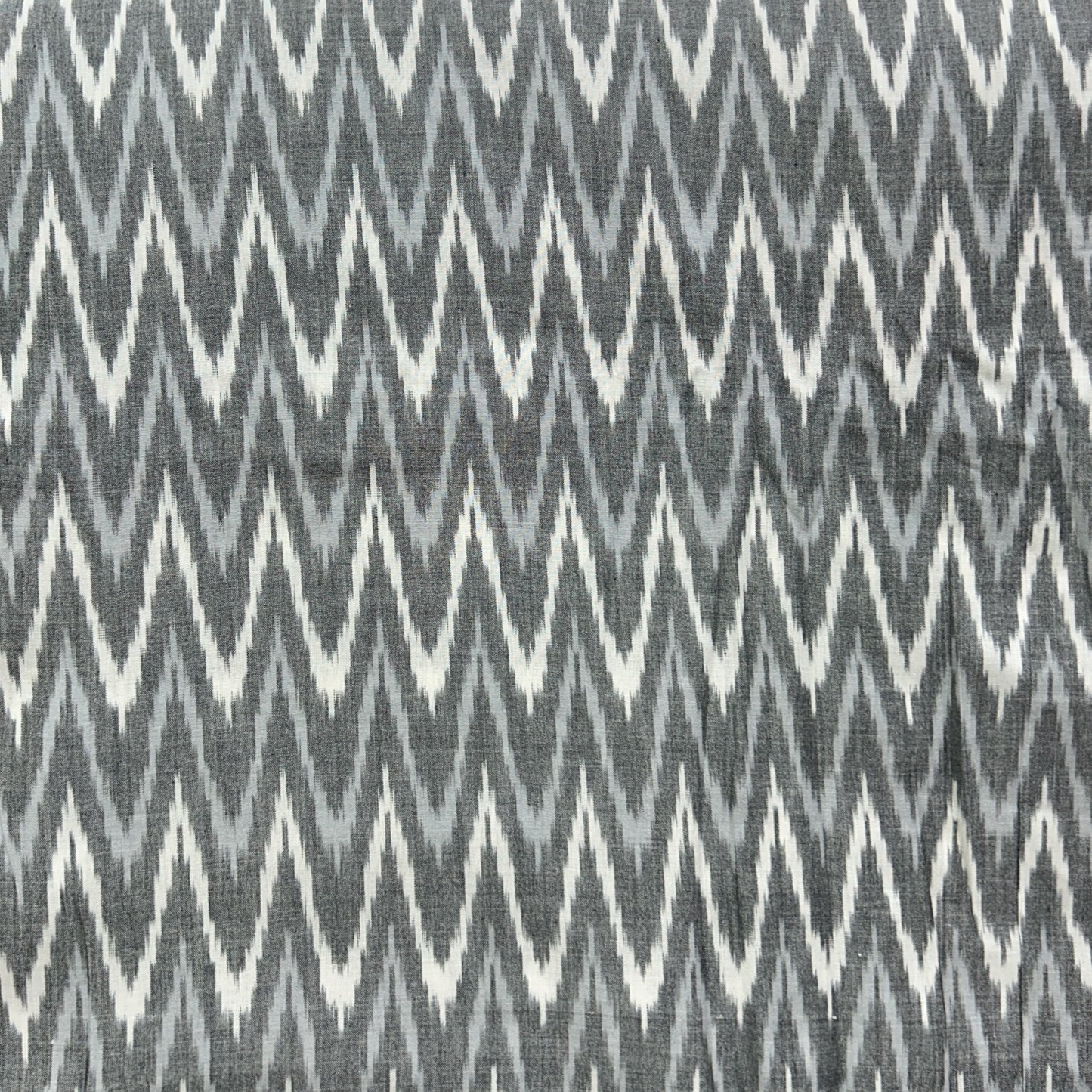 Cotton Mercerised Ikkat Grey With White Woven Fabric