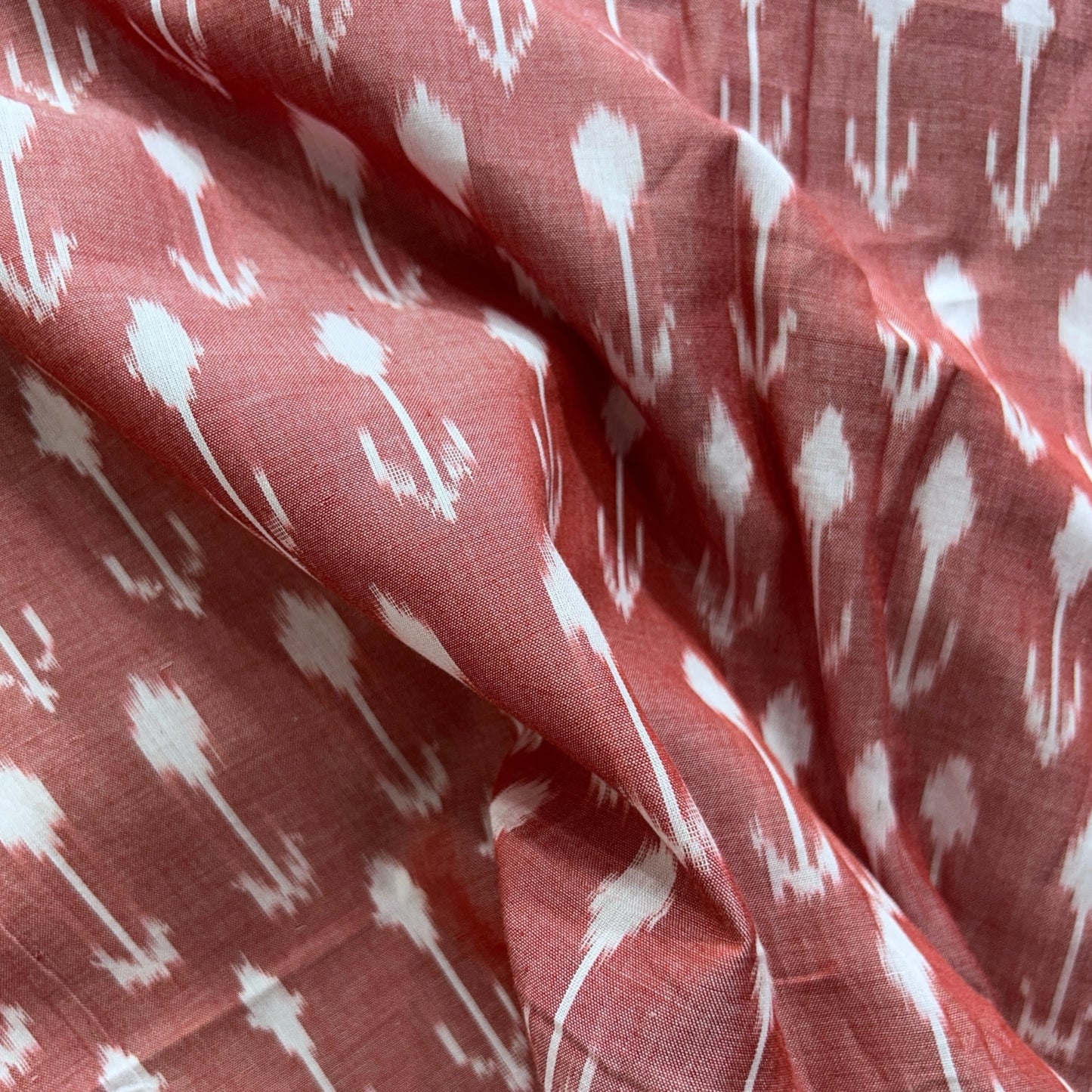 Cotton Mercerised Pink With White Woven Fabric
