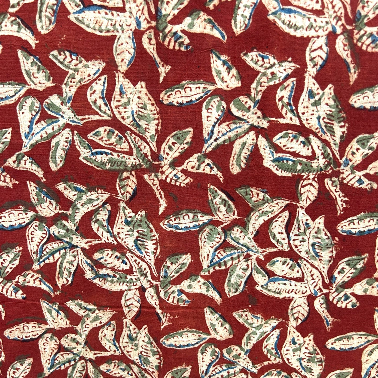 Kalamkari Red Floral Hand Block Printed Fabric