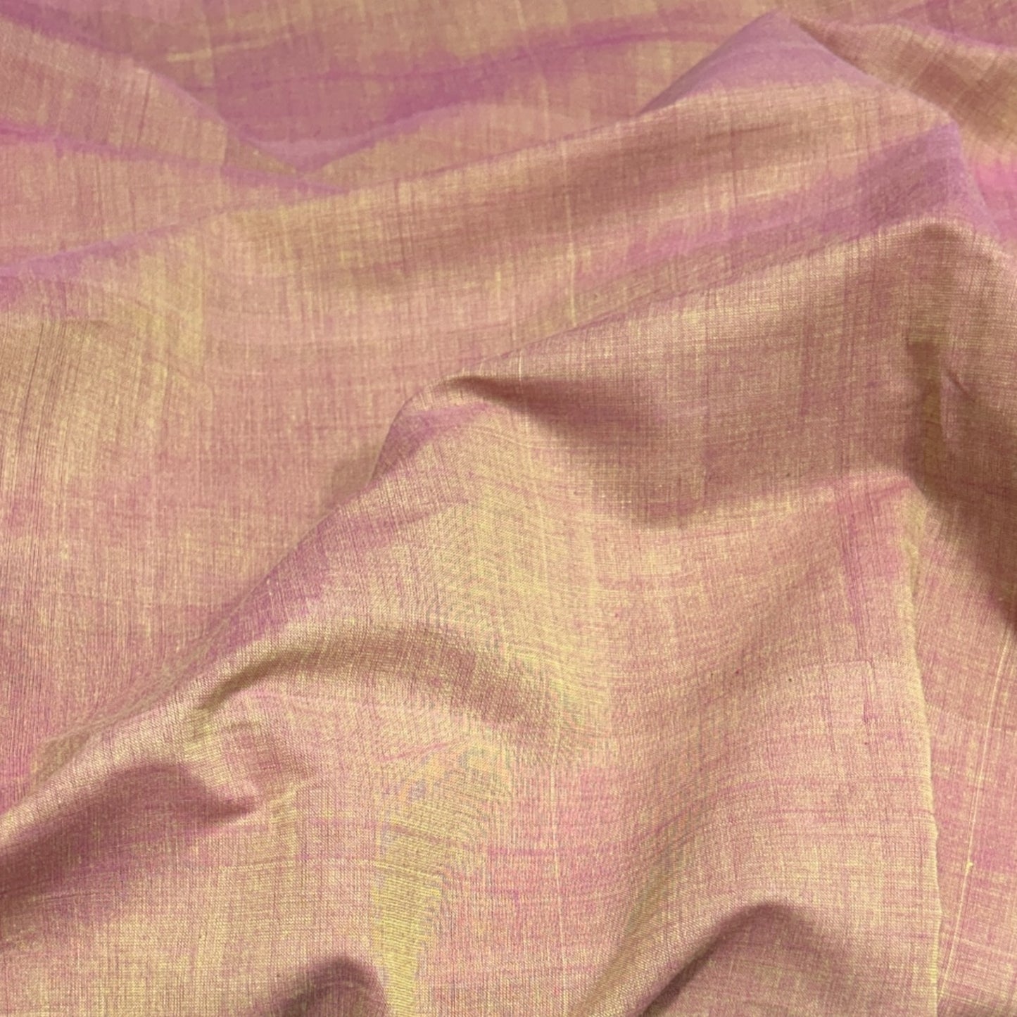 Mangalgiri Pink-Golden Handloom Cotton Fabric