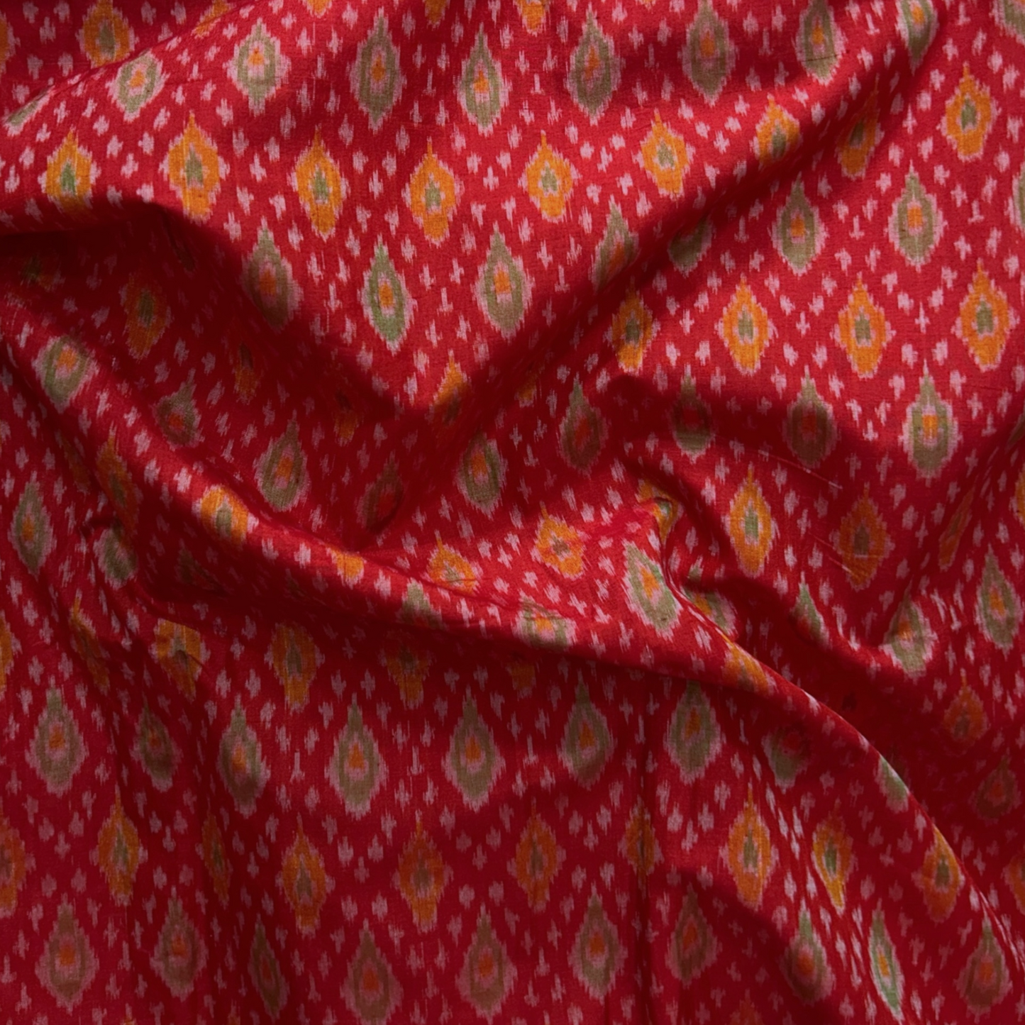 Sico Ikkat Red Handloom Fabric