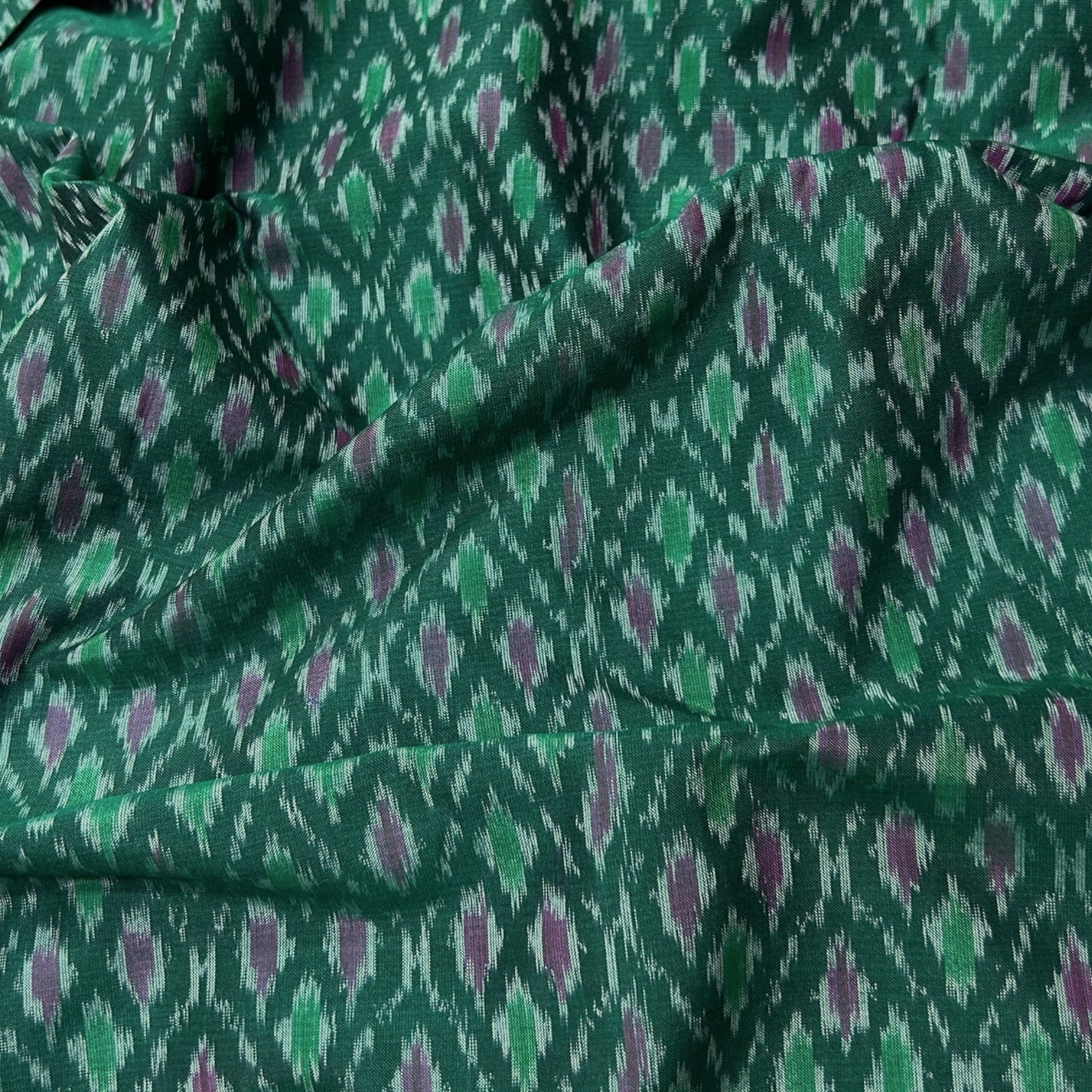 Sico Ikkat Dark Green Handloom Fabric