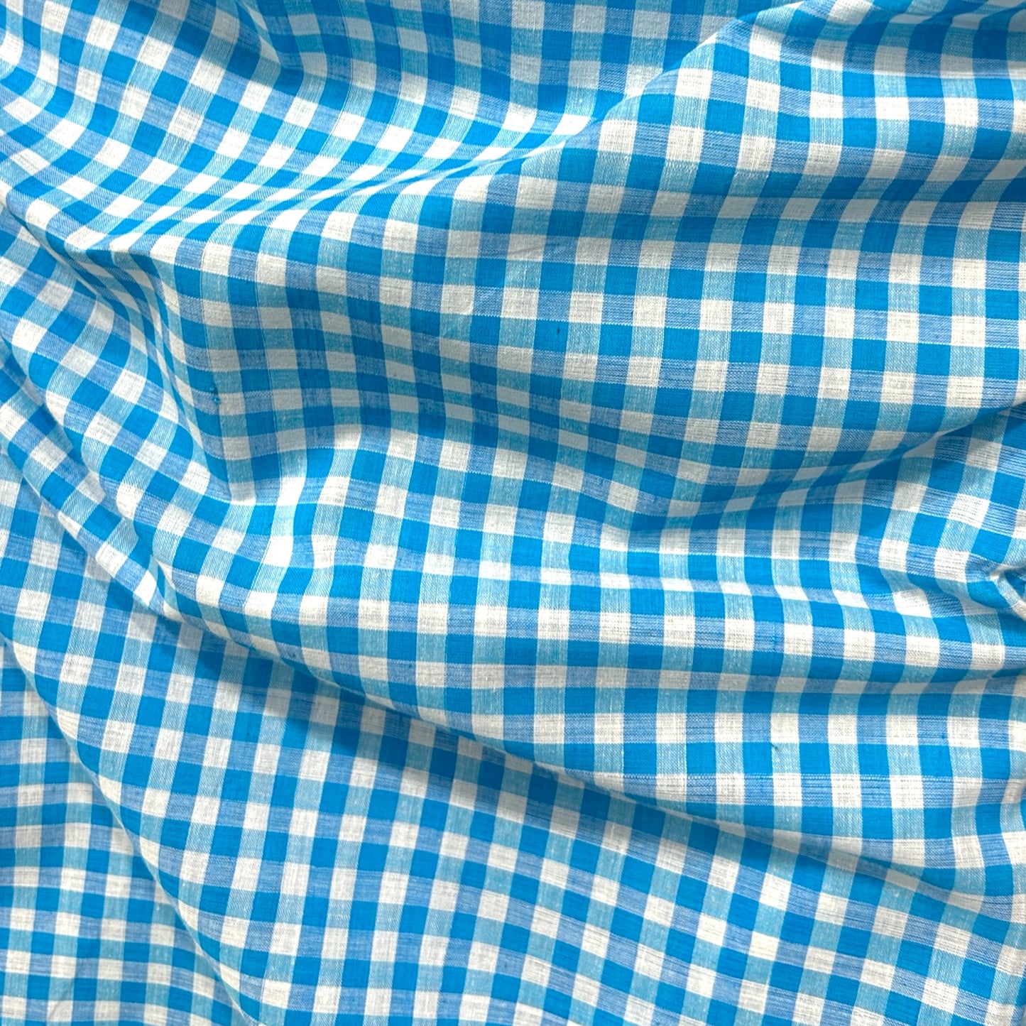 Mangalgiri Blue Checks Handloom Cotton Fabric
