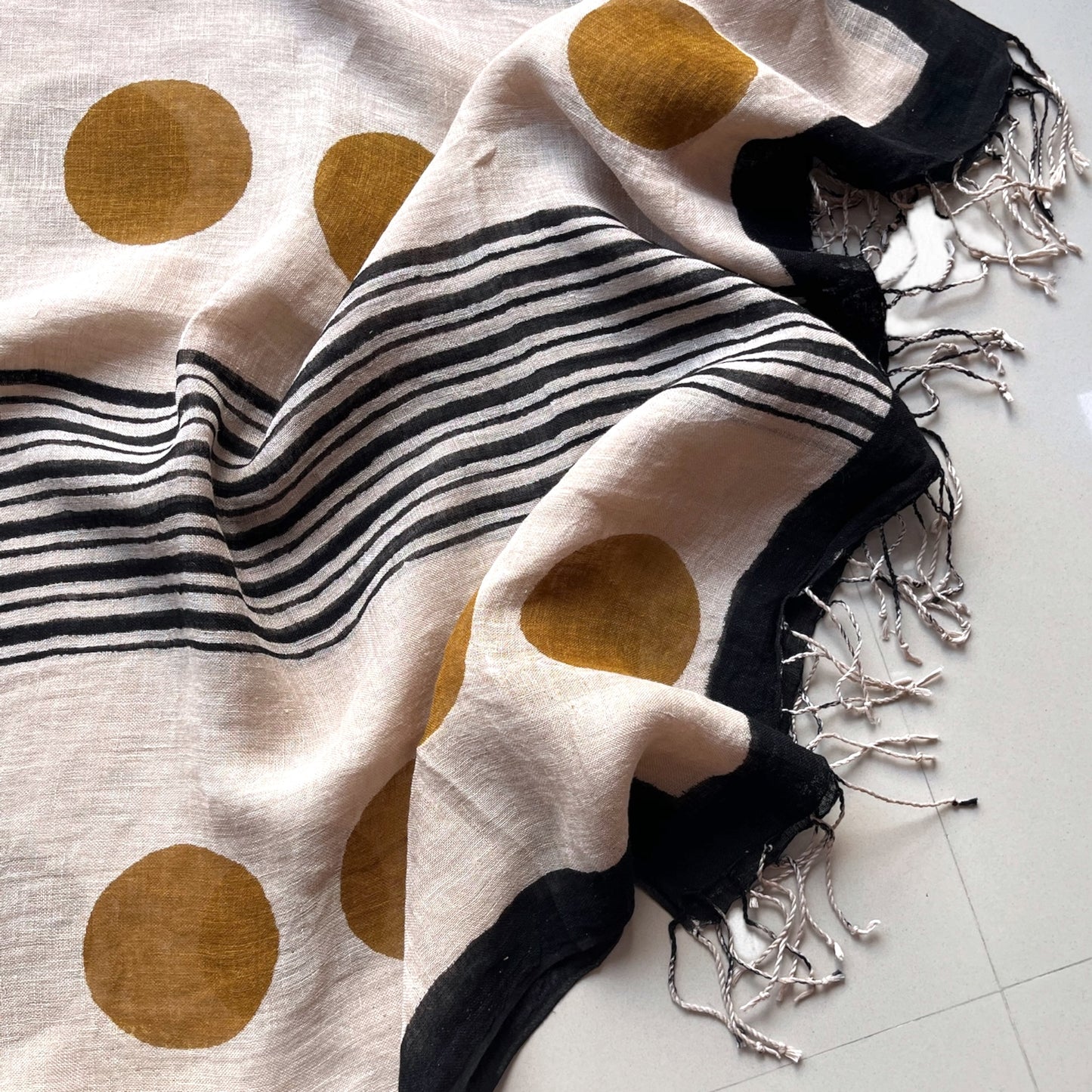 Bagru Hand Block Printed Linen Dupatta