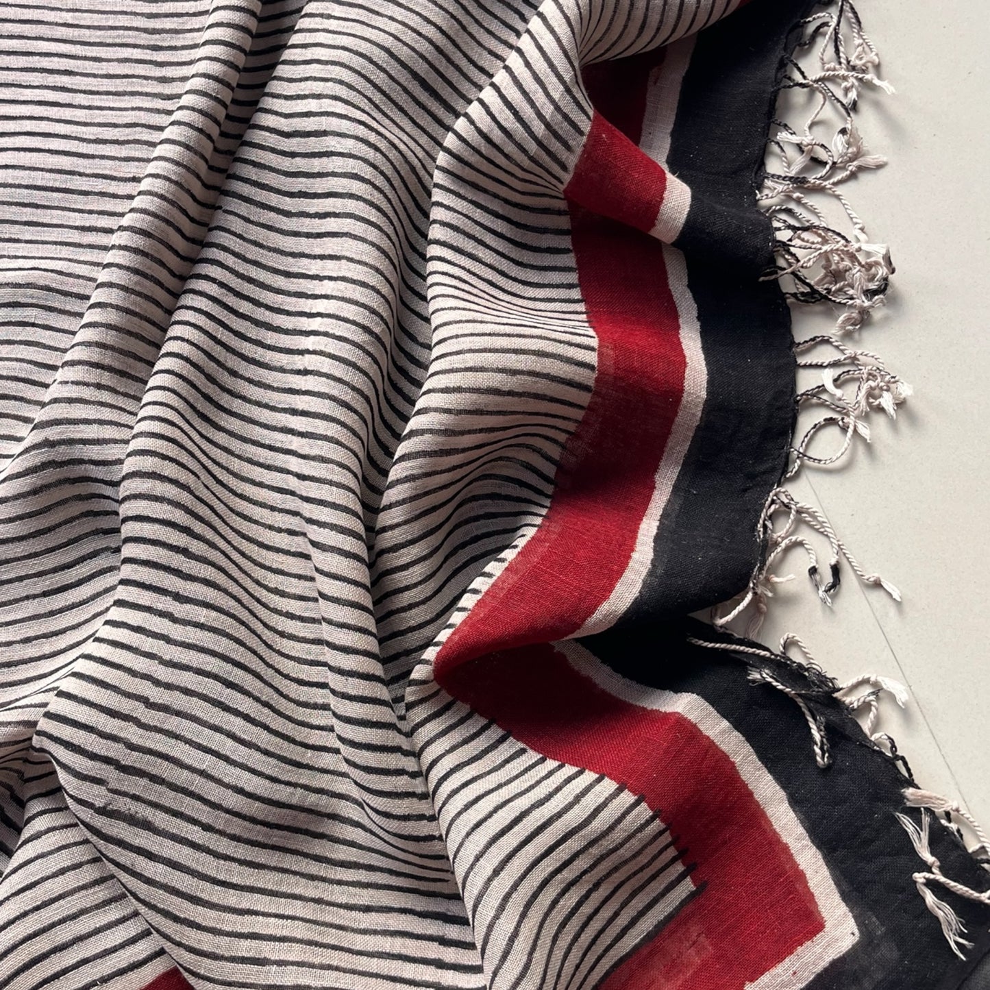 Bagru Hand Block Printed Linen Dupatta