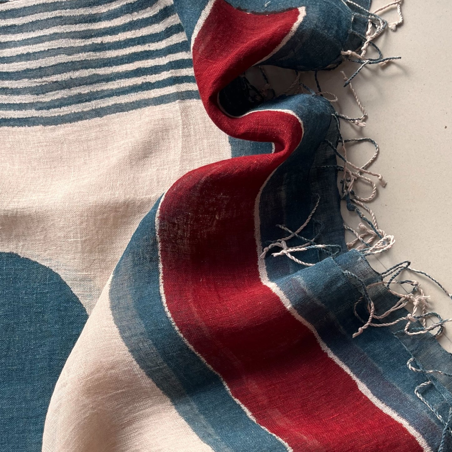 Bagru Hand Block Printed Linen Dupatta