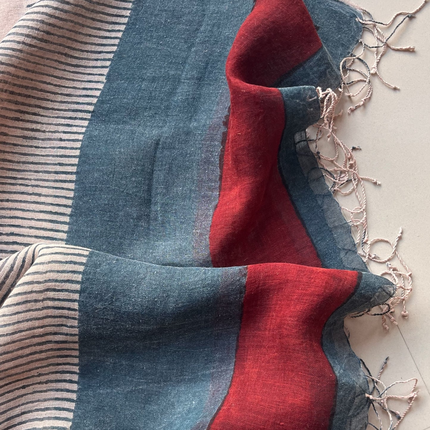 Bagru Hand Block Printed Linen Dupatta