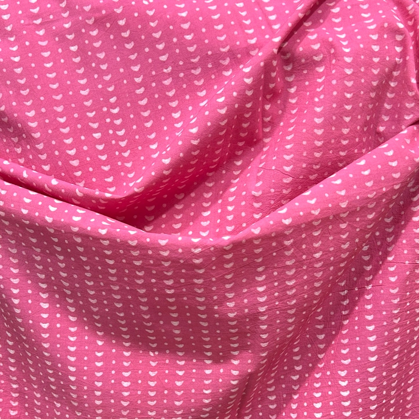 Dabu Pink Arrow Motif Hand Block Printed Fabric