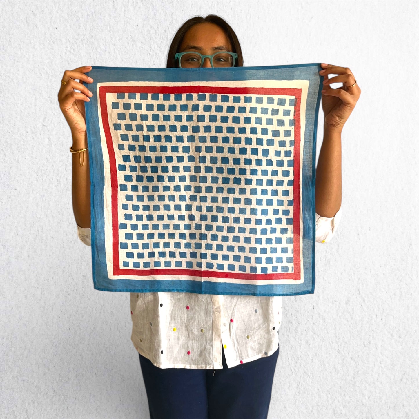 Blue Hand Block Printed Bandana