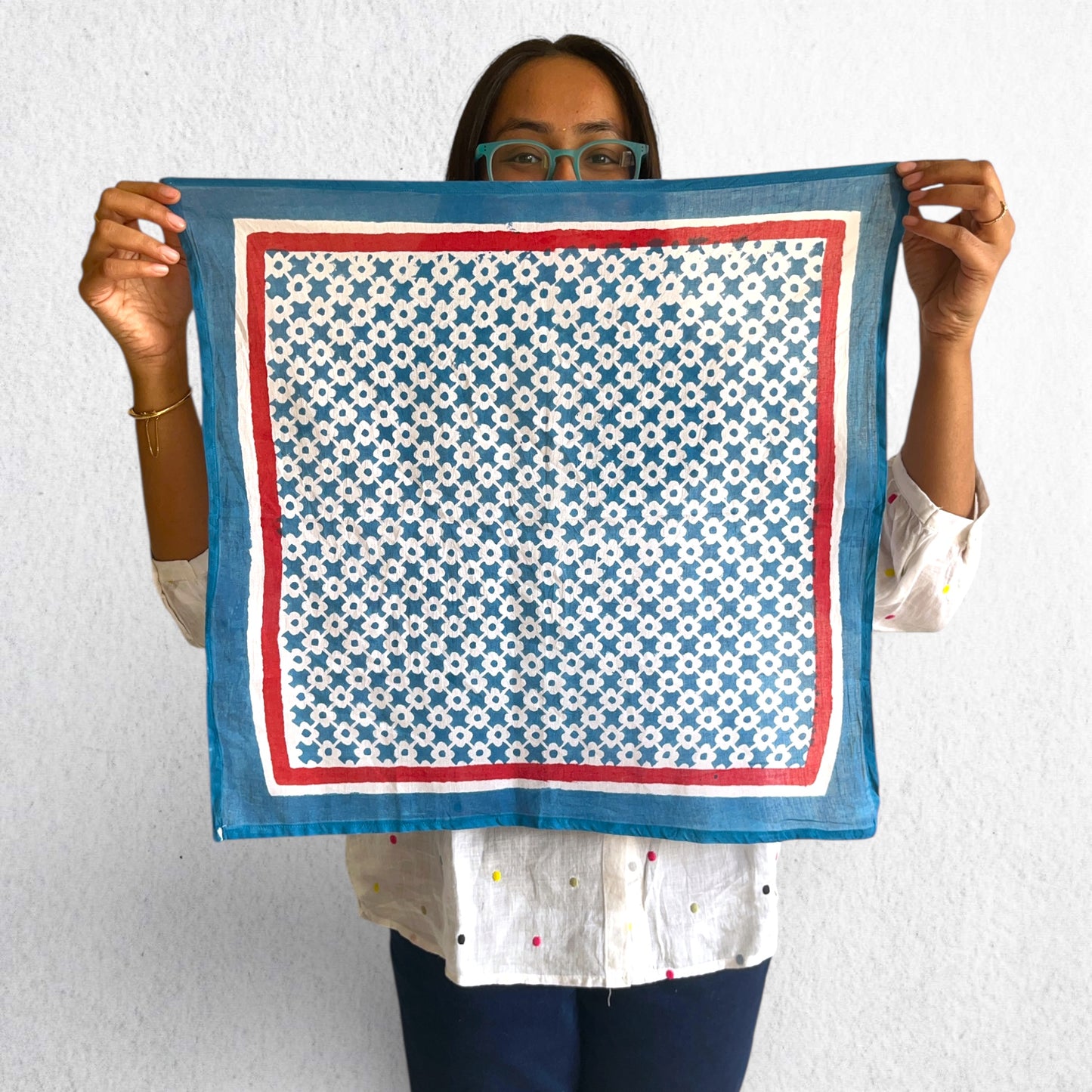 Blue Hand Block Printed Bandana