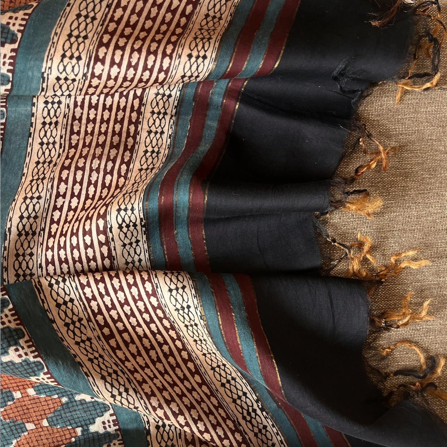Bagru Hand Block Printed Chanderi Dupatta