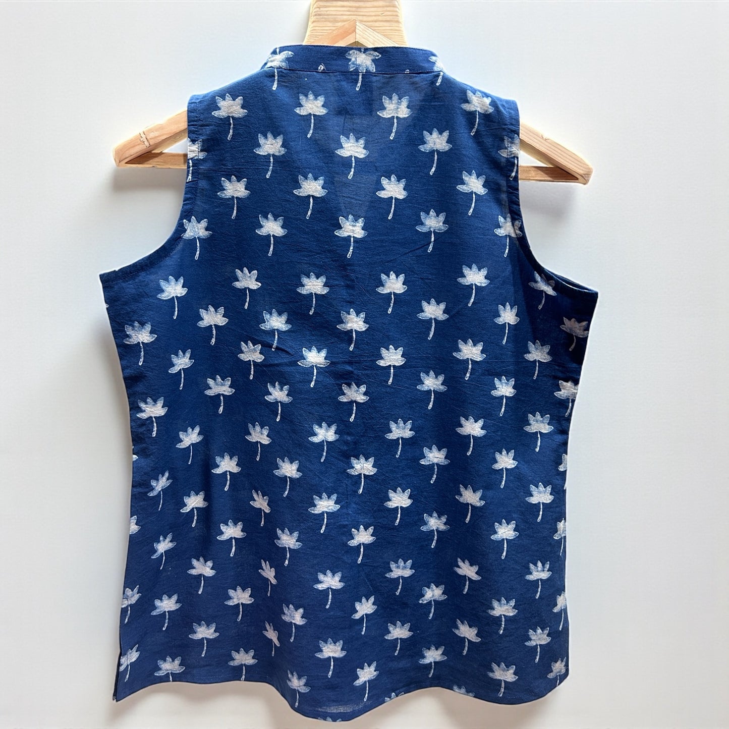 Dabu Blue Floral Hand Block Printed Tunic