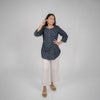 Blue Dabu Floral Hand Block Printed Tunic