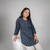 Blue Dabu Floral Hand Block Printed Tunic