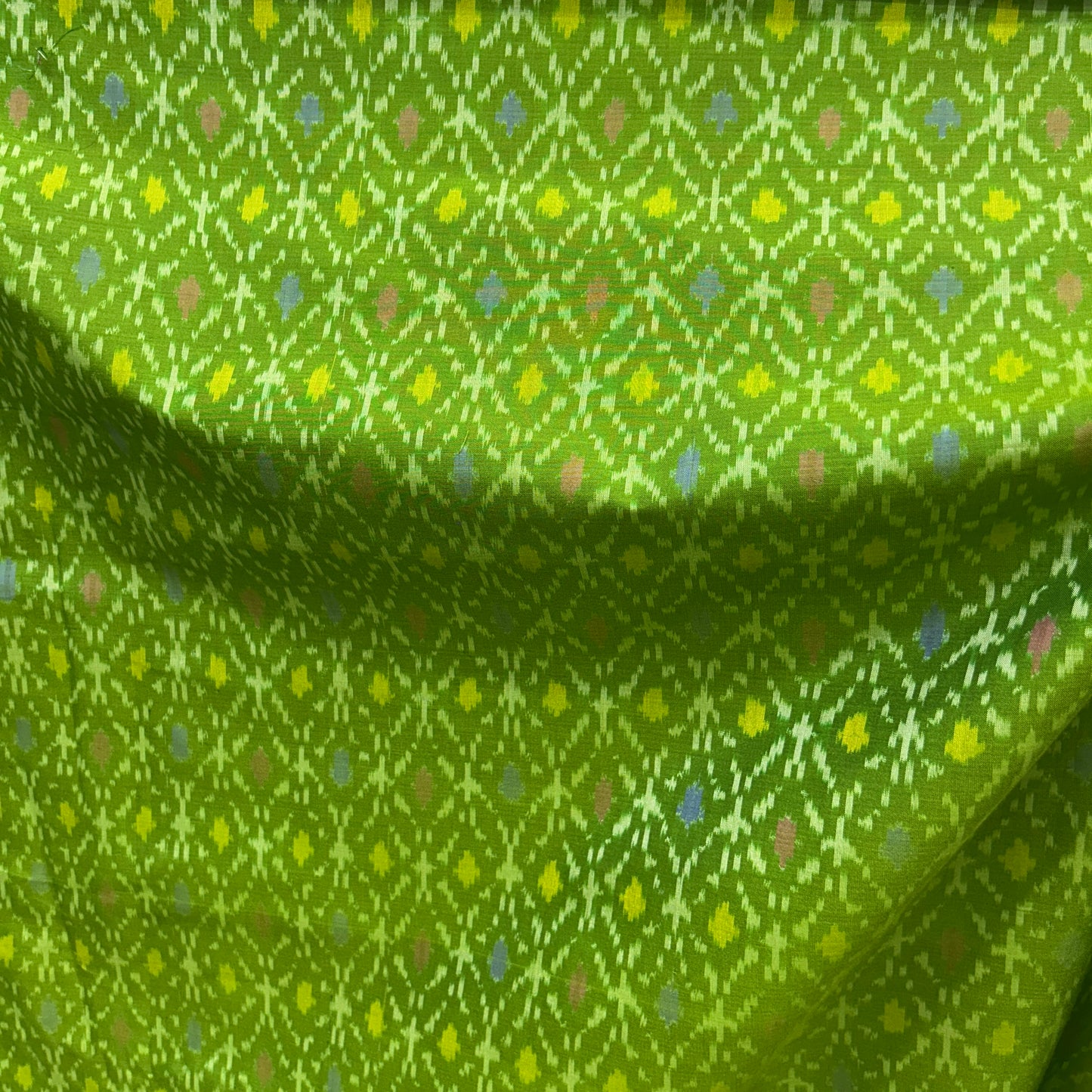 Sico Ikkat Green Handloom Fabric