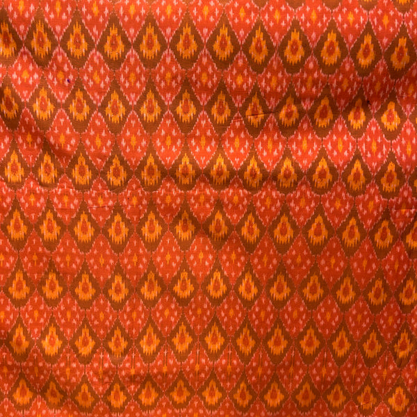 Sico Ikkat Orange Handloom Fabric