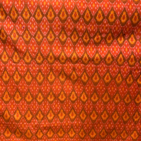 Sico Ikkat Orange Handloom Fabric