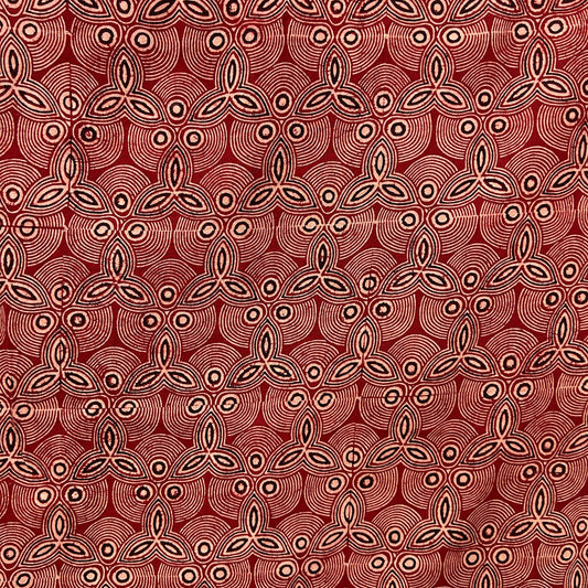 Ajrakh Red Geometric Hand Block Printed Fabric