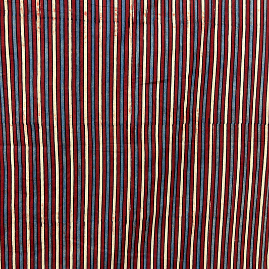 Ajrakh Red Geometric Hand Block Printed Fabric