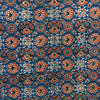 Ajrakh Blue Floral Hand Block Printed Fabric